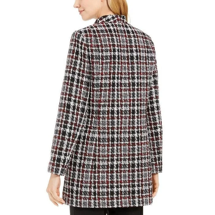 Personalized Series Calvin Klein Women's Tweed Plaid Topper Jacket Red Size 14