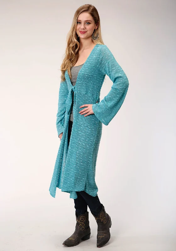 Fashion Style Roper Womens Dark Teal Polyester Long Length Cardigan