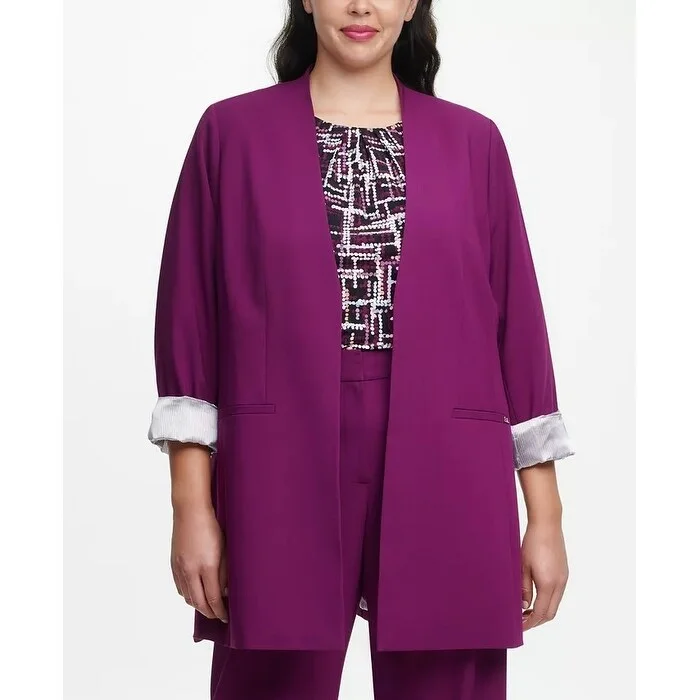 Cozy Chic Calvin Klein Women's Plus Size Topper Jacket Dark Purple Size 22W