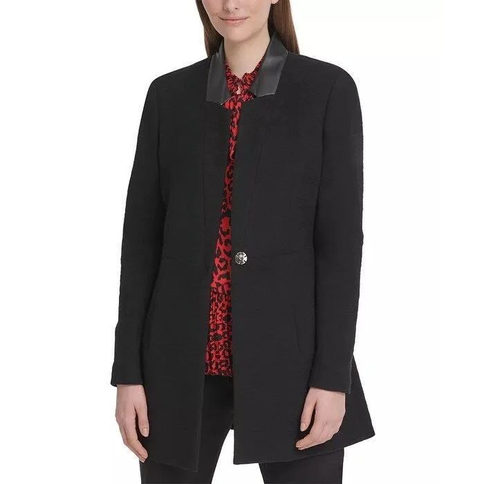 High-end Sense DKNY Women's Collarless Topper Jacket Black Size 4