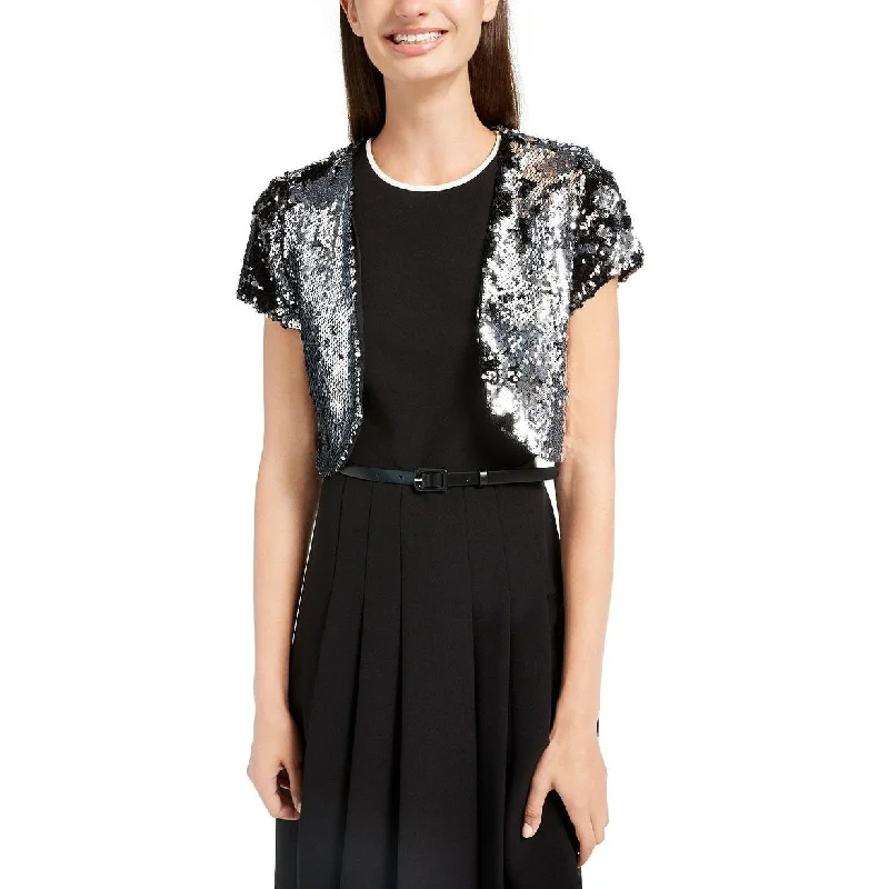 New Season Series Bcx Juniors' Sequined Bolero Jacket Black Size Medium