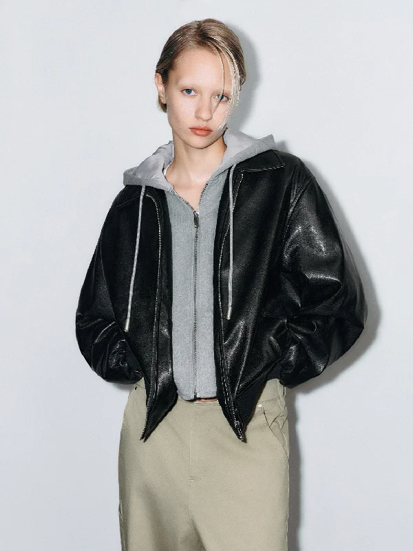 Casual Wear Hoodie Leather Padded Jackets