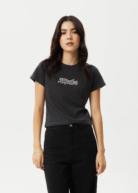 Energy Wear AFENDS Womens Burnt - Baby Tee - Stone Black
