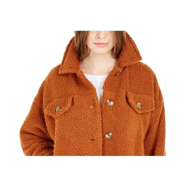 Creative Prints Hippie Rose Juniors' Sherpa Trucker Jacket Brown Size X-Large