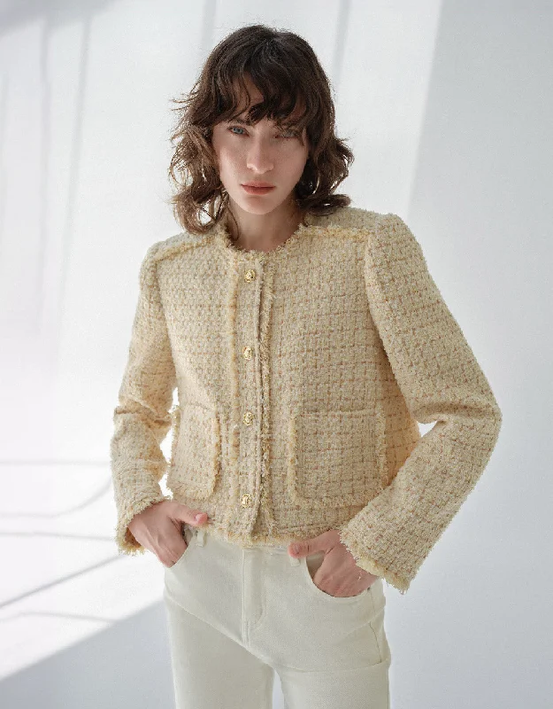 High-quality Fabrics Tweed Jacket With Patch Pockets