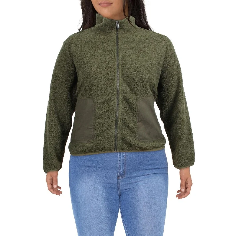 Modern Chic Jones New York Women's Mix Media Faux Shearling Jacket Green Size Medium