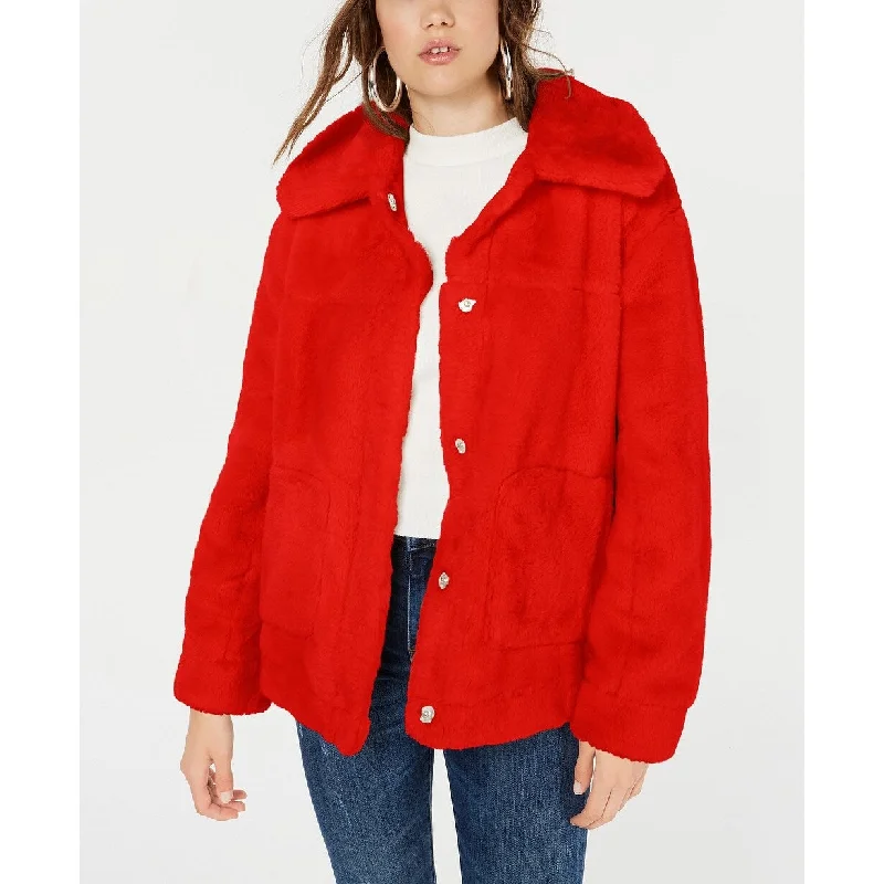 Exquisite Craftsmanship Jou Jou Juniors' Faux-Faux Jacket Red Size X-Small