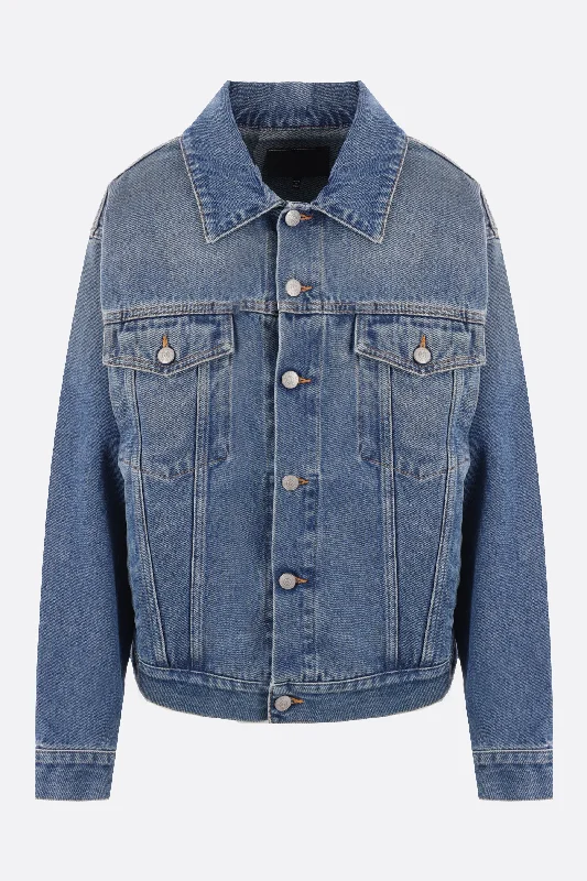 Retro Lace Fabric denim jacket with cut-out details