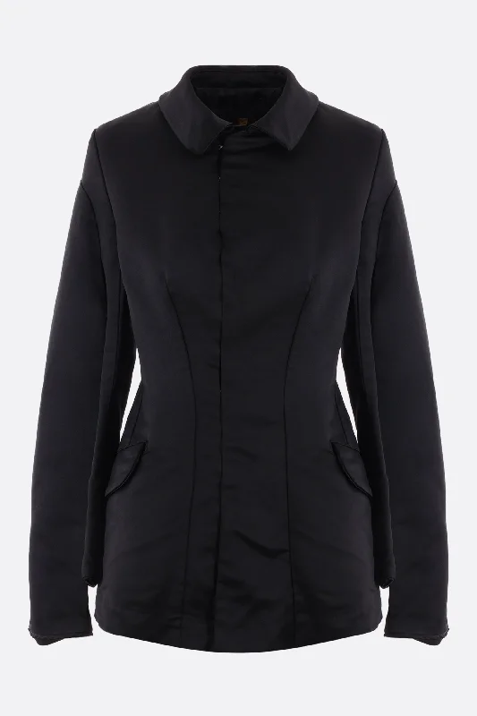 Avant-garde trend technical satin single-breasted jacket