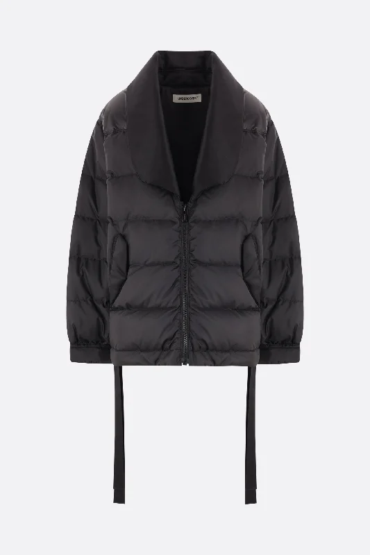 Low-key Luxury nylon and satin down jacket