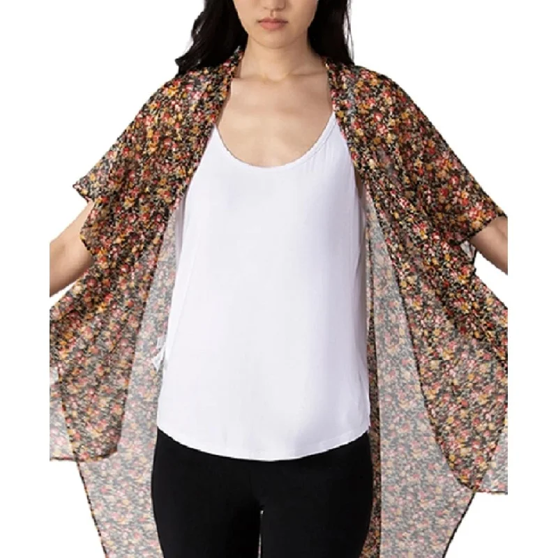 Luxury and fashionable Black Tape Women's Floral Print Kimono Yellow Size Medium