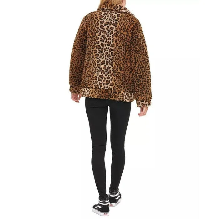 Fashionable Inner Wear Levi's Women's Leopard Print Sherpa Jacket Brown Size Small