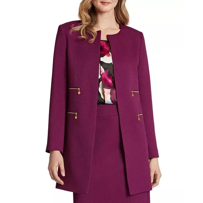 Relaxed Style Tahari ASL Women's Zip Pocket Topper Jacket Purple Size 16