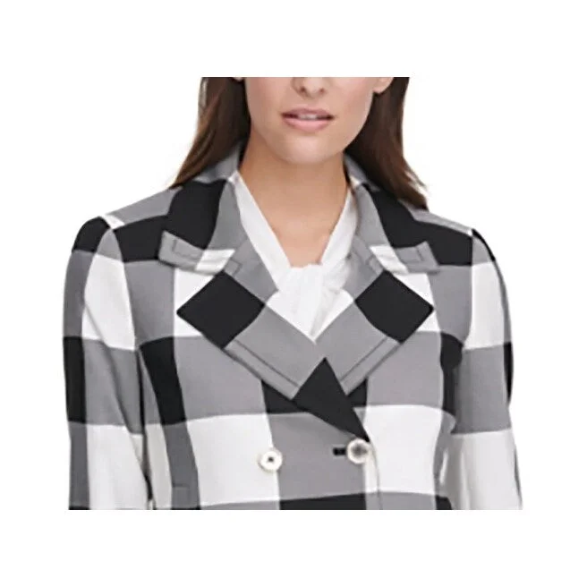 French Style Tommy Hilfiger Women's Double-Breasted Gingham Jacket Gray Size 10