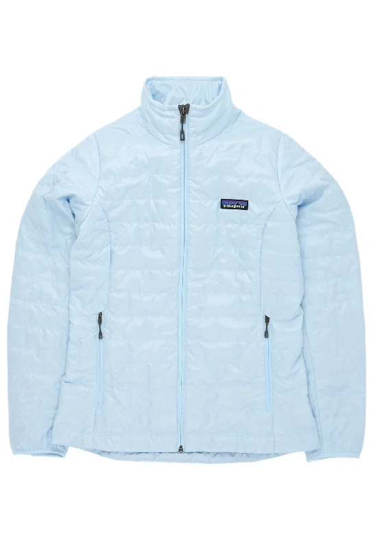 Embroidered Letters Patagonia Women's Nano Puff Jacket - Chilled Blue