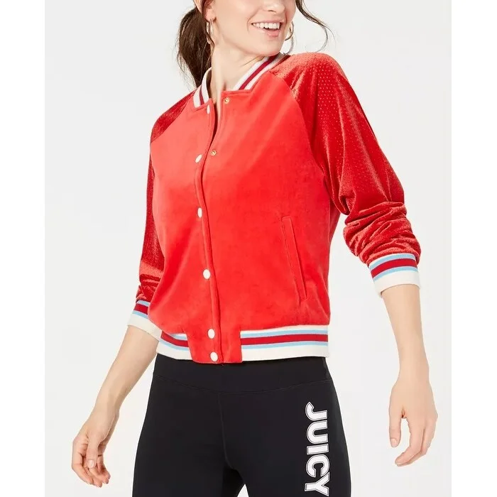 Versatile Itinerary Juicy Couture Women's Graphic Bomber Jacket Red Size Small