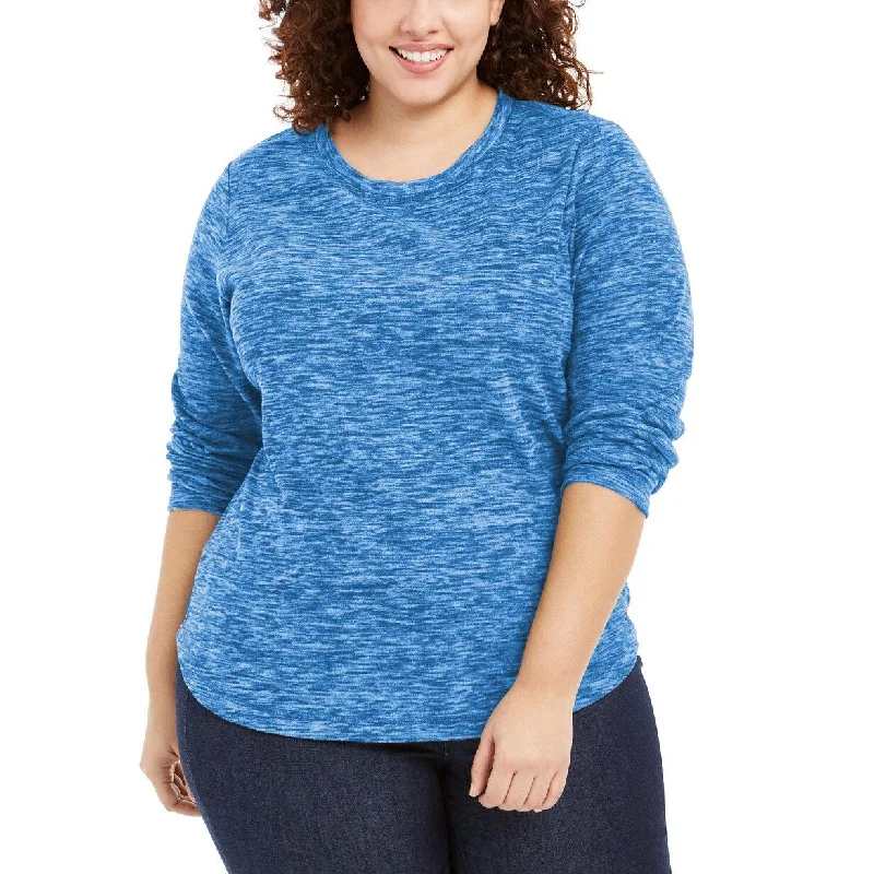 Free Design Karen Scott Women's Marled Microfleece Top Navy Size 1X