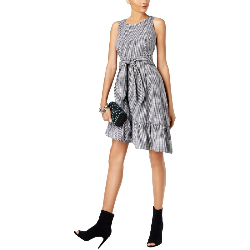 Elegant Outline I-N-C Womens Asymmetrical Fit & Flare Dress, Black, 18