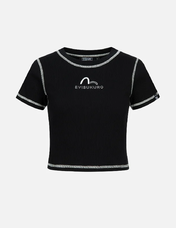 Playful Style Seagull Embroidery Stud Slim Knit Top