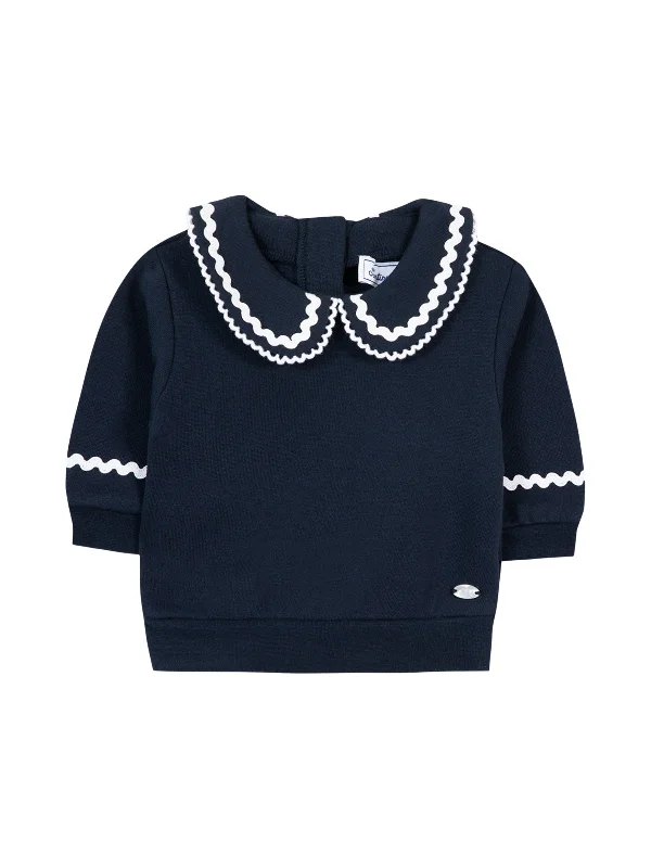 Simple Style Ric Rac Trim Sweatshirt