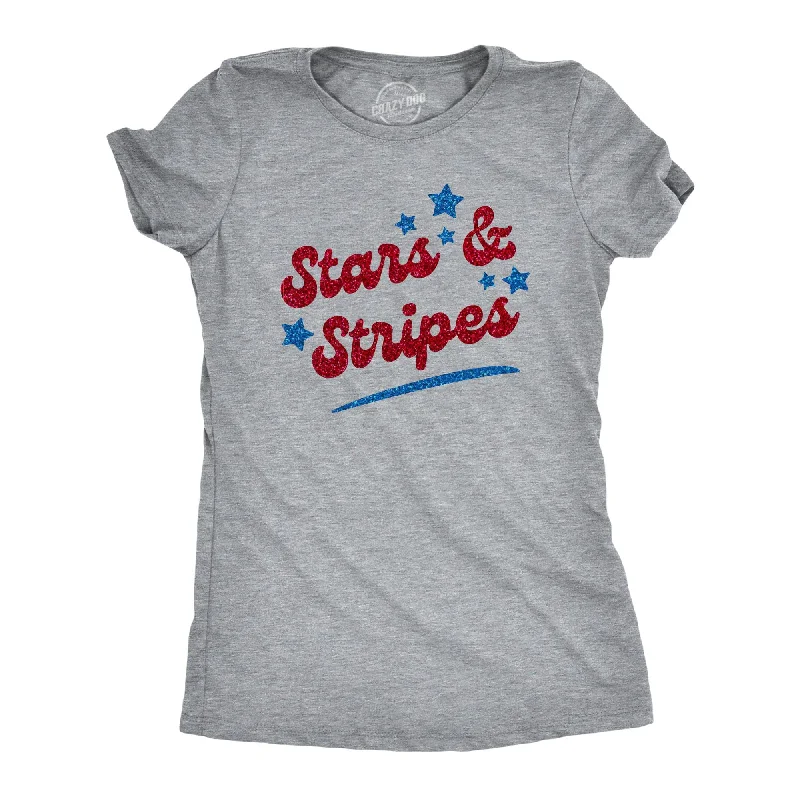 Street Show-off Style Stars And Stripes Glitter Women's T Shirt