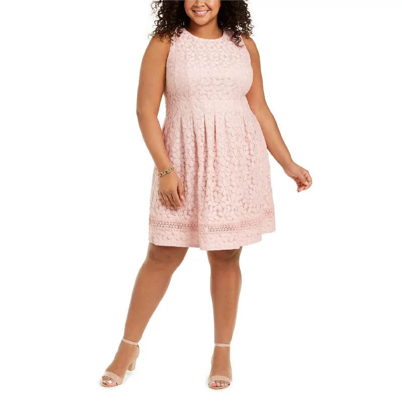Advanced Customization Jessica Howard Womens Lace Fit & Flare Dress, Pink, 16W