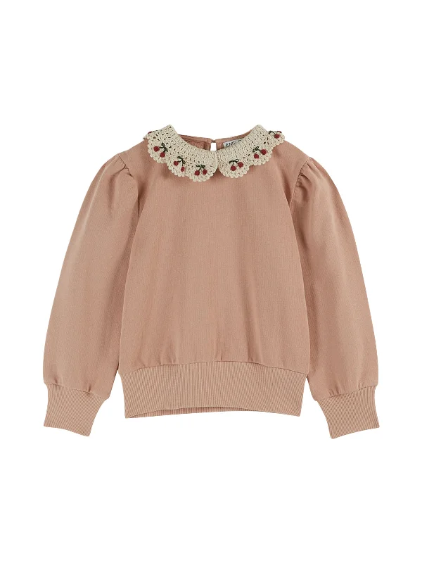 Personalized Outfit Cherry Crochet Collar Sweatshirt