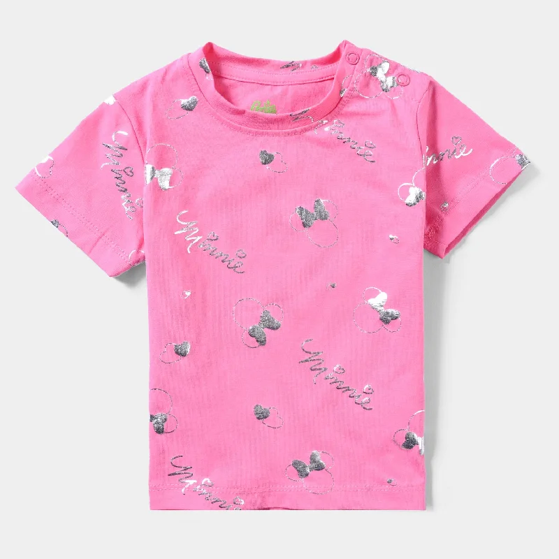 Soft Clothing Infant Girls Cotton Jersey T-Shirt-Pink
