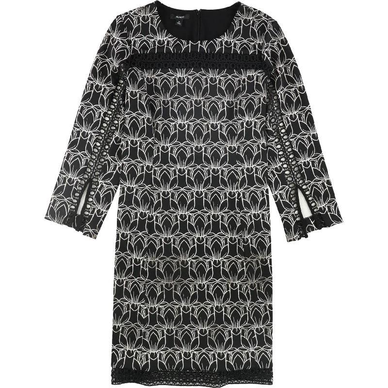 High-end atmosphere Alfani Womens Illusion-Lace Shift Dress, Black, 10