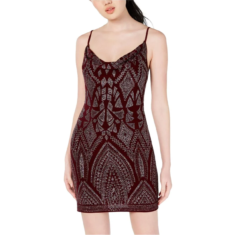 High-end Customization Jump Apparel Womens Drape-Front Glitter Bodycon Dress, Purple, Medium