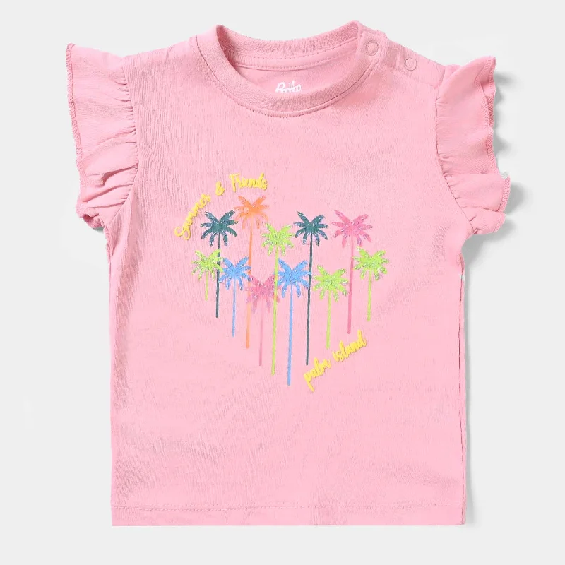 Modern Chic Infant Girls Cotton Jersey T-Shirt Summer & Friends-Candy Pink