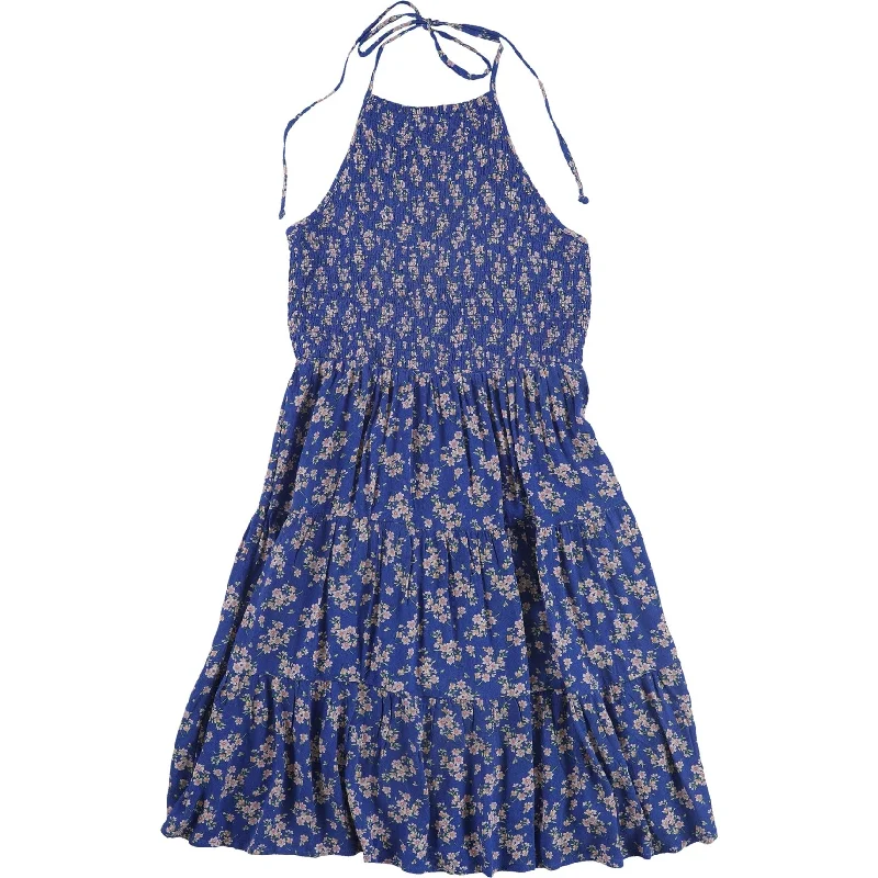 Comfortable Wear American Eagle Womens Floral Ruffled Dress, Blue, Medium