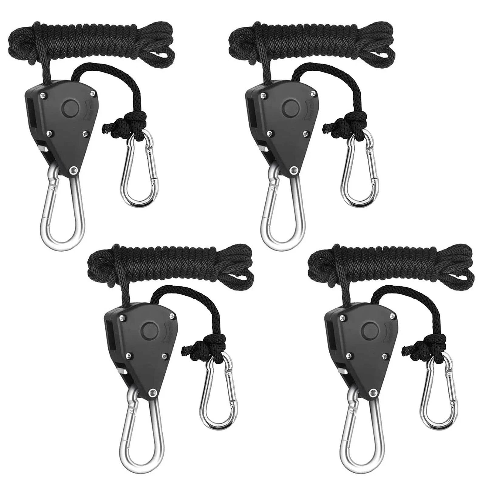 Designer Style 4pcs Pulley Ratchets Heavy Duty Rope Clip Hanger Adjustable Lifting Pulley Lanyard Hanger Boat Bow Rope Lock Tie Down Strap