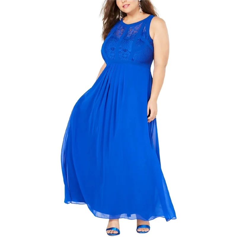 New Season Series City Chic Womens Panelled Bodice Gown Dress, Blue, XL/22W
