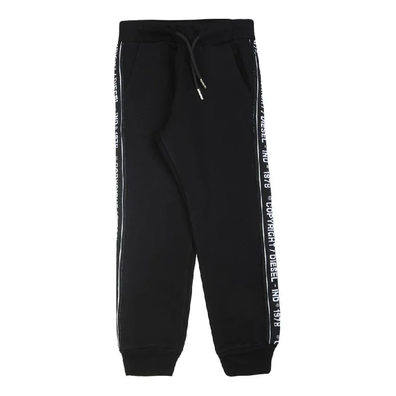 Single-shoulder Neck Design Black Logo Tape Sweatpants