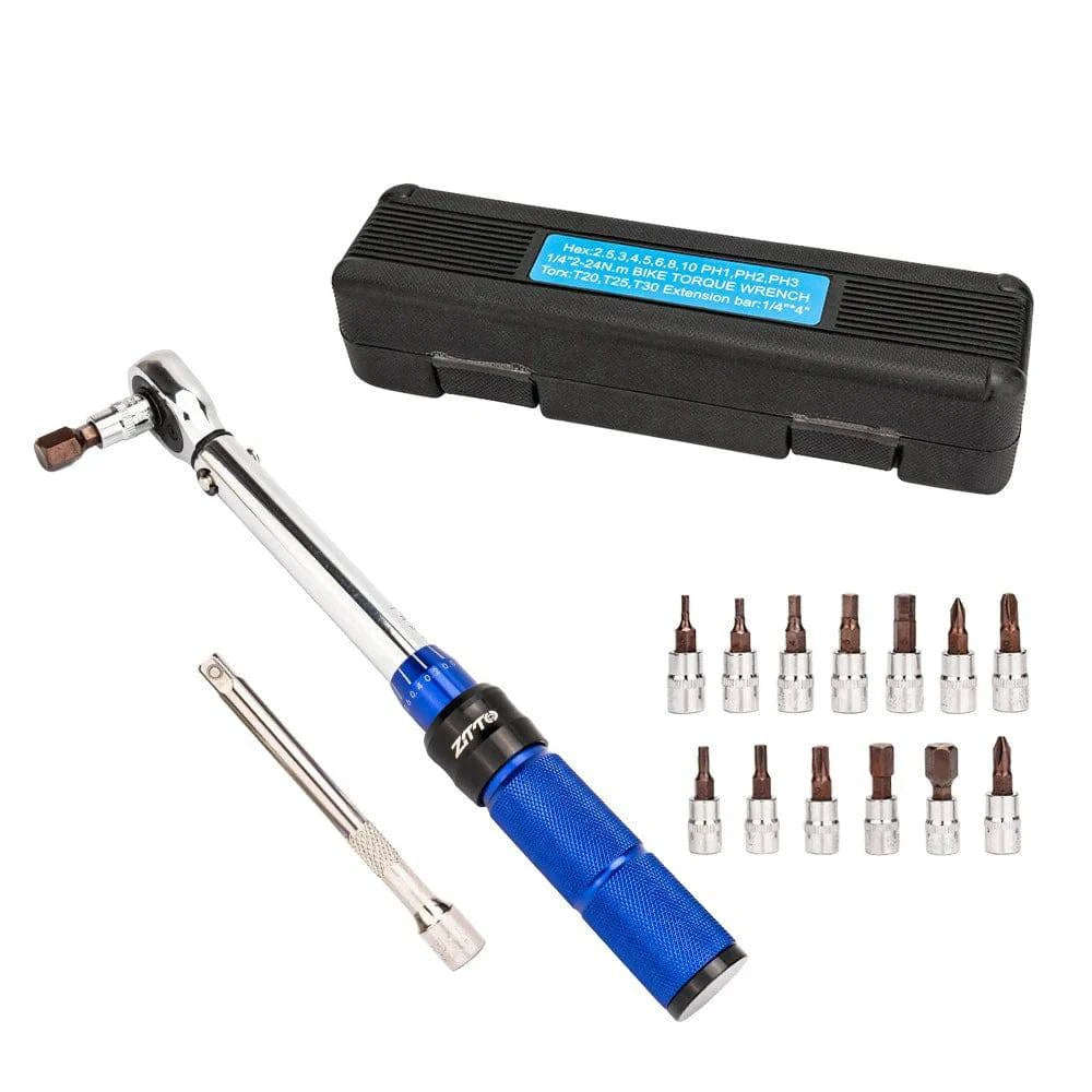 Comfy Chic Bike 1/4 Inch Drive Torque Wrench Set 2 to 24 Nm Bicycle Tool Kit for Mountain Road Bikes Comfy Chic Bike 1/4 Inch Drive Torque Wrench Set 2 to 24 Nm Bicycle Tool Kit for Mountain Road Bikes
