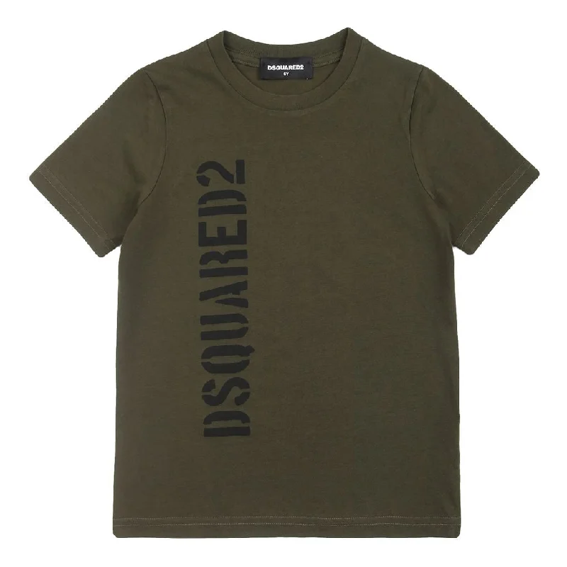 Playful Style Green Vertical Logo T-Shirt