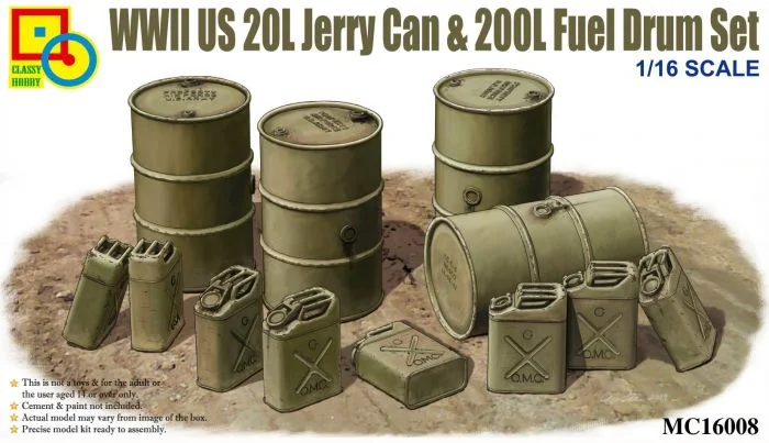 Diamond Series Classy Hobby 1/16 WW2 US 20L Jerry Can & 200L Fuel Drum Set