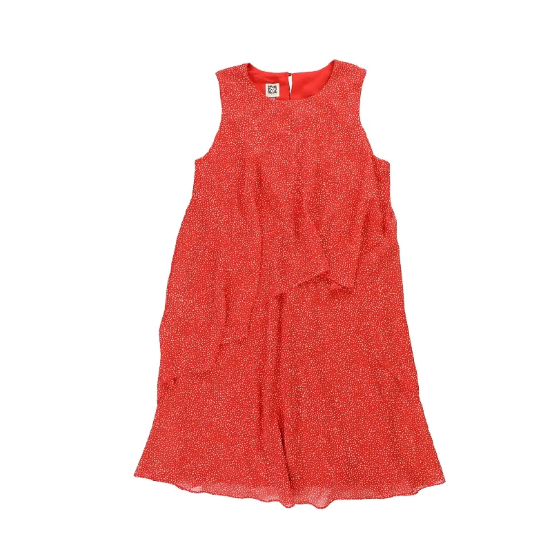 High-quality Fabrics Anne Klein Womens Dotted Ruffled Trapeze Dress, Red, 10