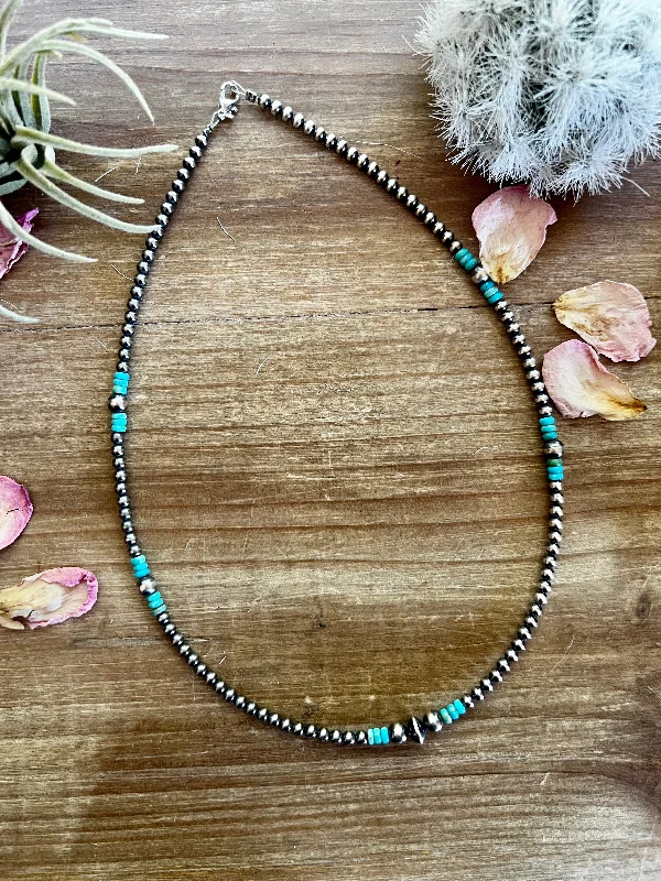 Elegant Outline 19 Inch necklace with Sterling Silver Pearls