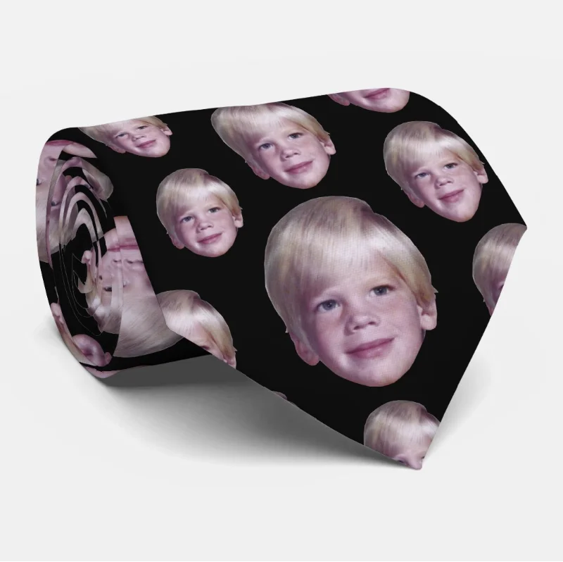 Ethnic Style Custom Face Solid Color Background  Necktie Personalized Tie Creative Gift For Men