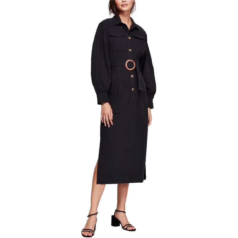 Layered Comfort Free People Womens Audrey Shirt Dress, Black, X-Small