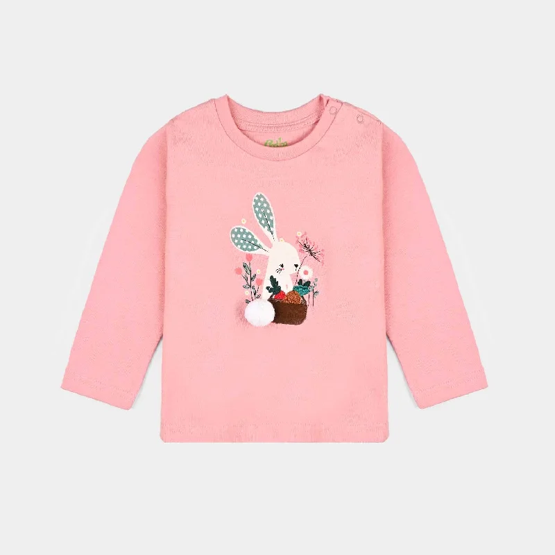 Youthful Style Infant Girls Cotton Jersey T-Shirt Flower Rabbit-Pink
