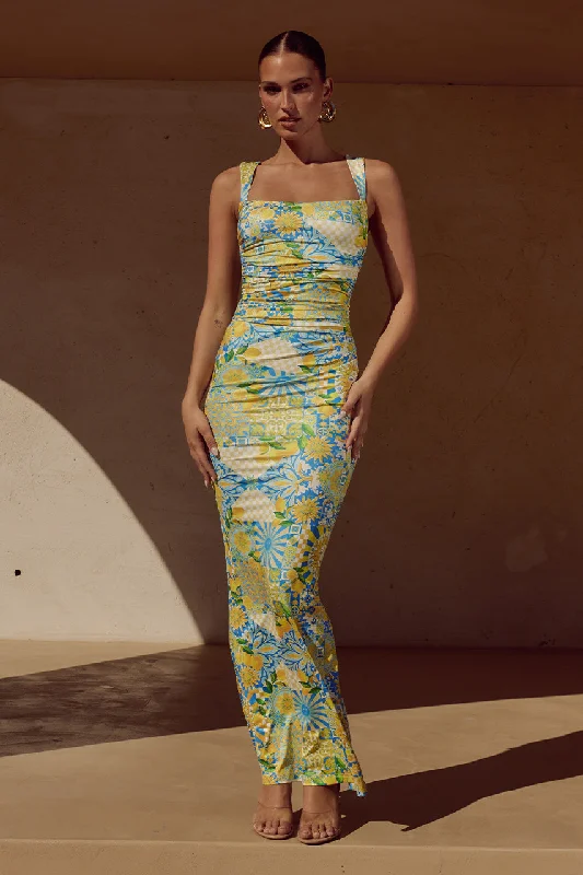 Sports suit style VIVIAN MAXI DRESS - ANACAPRI LEMON