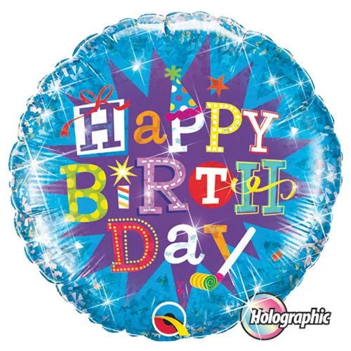 Fashion Trend 18 inch BIRTHDAY TYPOGRAPHY BLUE