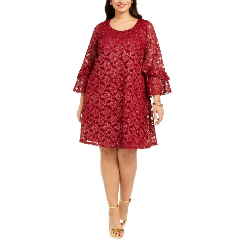 Youthful Vitality Signature by Robbie Bee Womens Lace A-line Dress, Red, 2X