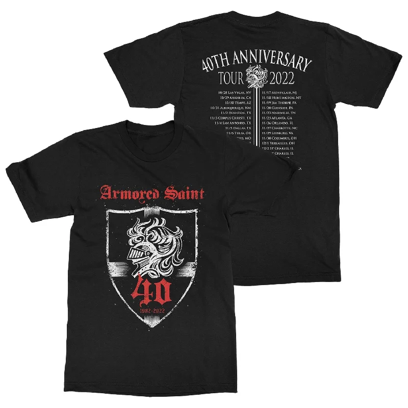 Soft Style Armored Saint "40th Anniversary Tour (White Shield)" T-Shirt