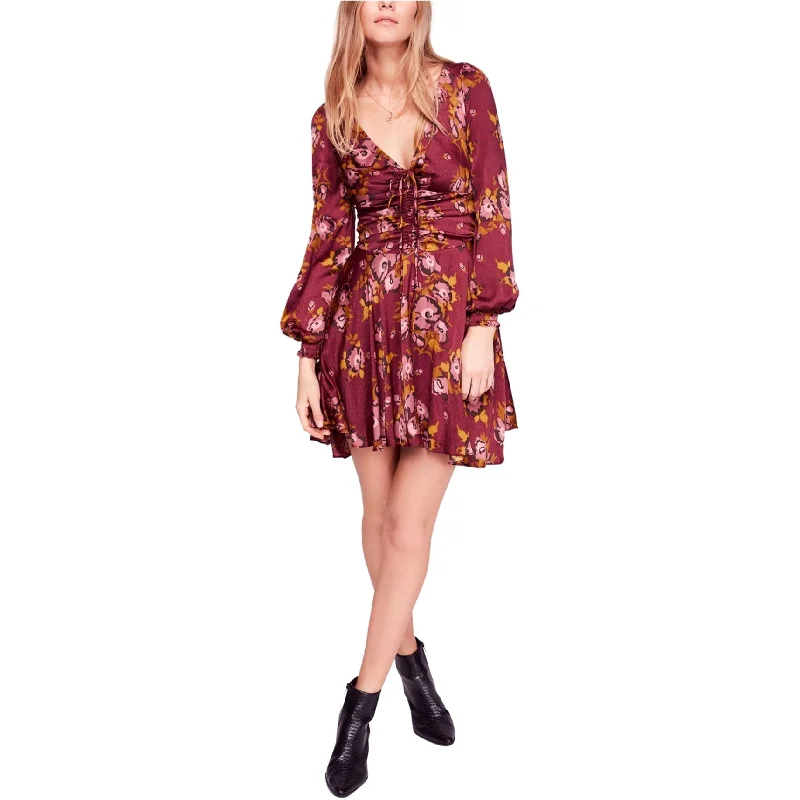 Fashion Must-have Free People Womens Floral Fit & Flare Dress, Purple, 10