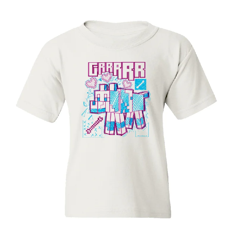 Fresh Wear Minecraft Acid Sketch Wolf Kids Short Sleeve T-Shirt