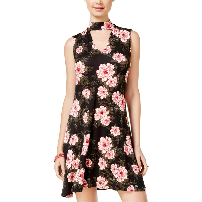 Knowledge And Elegance One Hart Womens Choker A-line Shift Dress, Black, X-Small